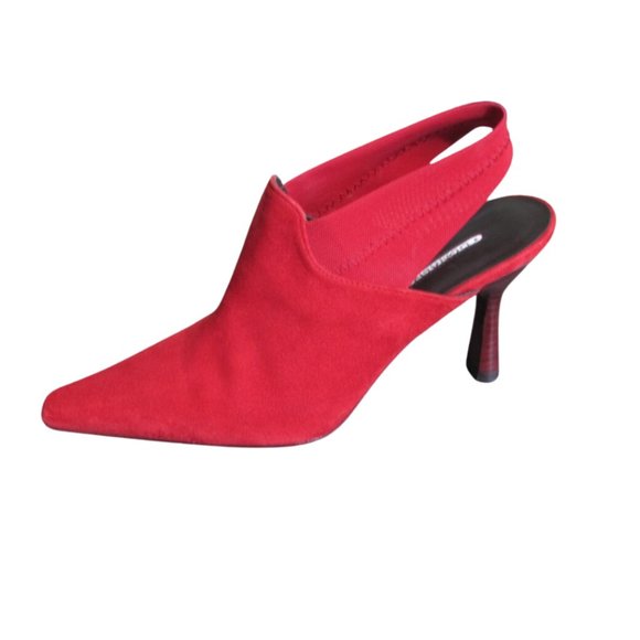 Donald J. Pliner Red Suede Sling Back Shoes - Picture 2 of 6